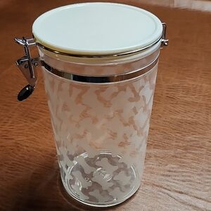 White and Silver Glass Storage Canister with Airtight Clamp Lid